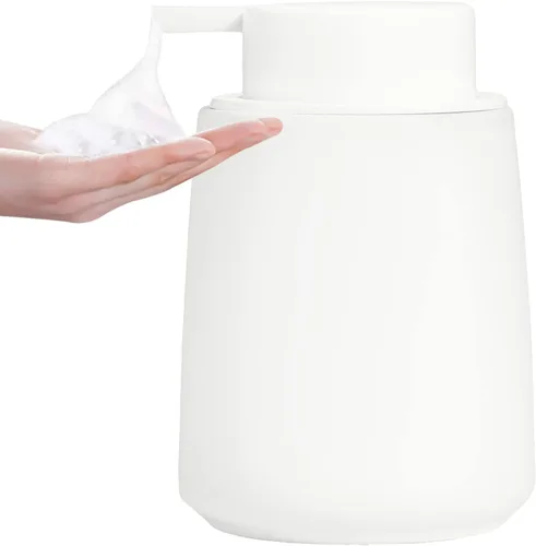 Vista 24 de Dispensador de jabón de manos de espuma de 12 onzas, dispensador de jabón espumoso negro para baño con bomba fácil de presionar, dispensador