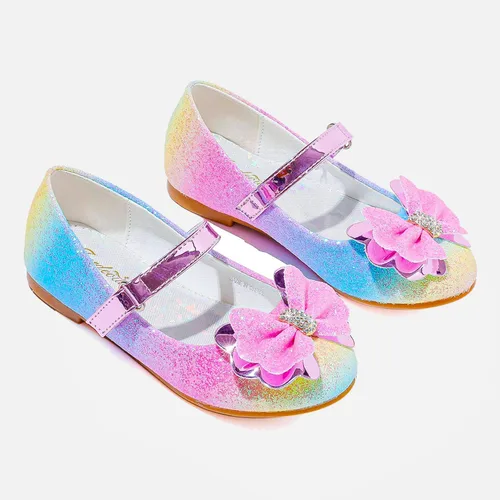 Vista 3 de Furdeour Girls Dress Shoes Mary Jane Flower Wedding Party Bridesmaids Shoes Glitter Princess Ballet Flats for Kid Toddler