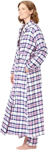 Vista 4 de Dreams & Co. Bata larga de franela para mujer de talla grande