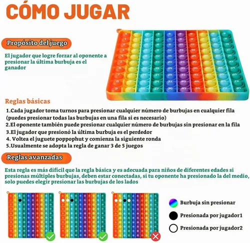Vista 6 de DK-SIMINA P0pp Grande con Números, Hoyuelos Cuadrados Arcoíris Juguete Fidgett Ttoy 100 Burbujas Juguete Matemático Herramienta de Aprendizaje