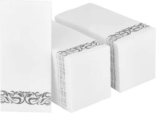 Vista 8 de Paquete de 200 toallas desechables para invitados, toallas de mano suaves y desechables, servilletas de baño decorativas para fiestas, cenas, bodas