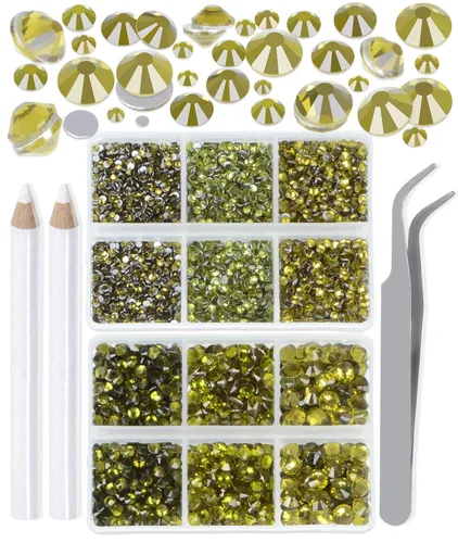 Vista 23 de LPBeads 6000 unidades de diamantes de imitación negros no termofijos, 6 tamaños, cristal redondo, con parte trasera plana, pinzas y bolígrafo