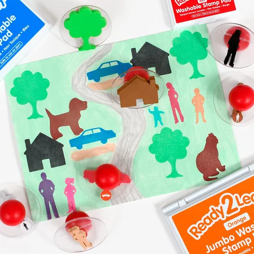 Vista 4 de READY 2 LEARN Sellos gigantes – Miembros de la familia – Juego de 10 sellos de espuma fáciles de sostener para niños – Sellos de arte y manualidades