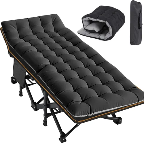 Vista 12 de Slsy Catre de camping plegable para adultos con almohadilla, catres de dormir portátiles acolchados, cama de campamento con bolsa de transporte
