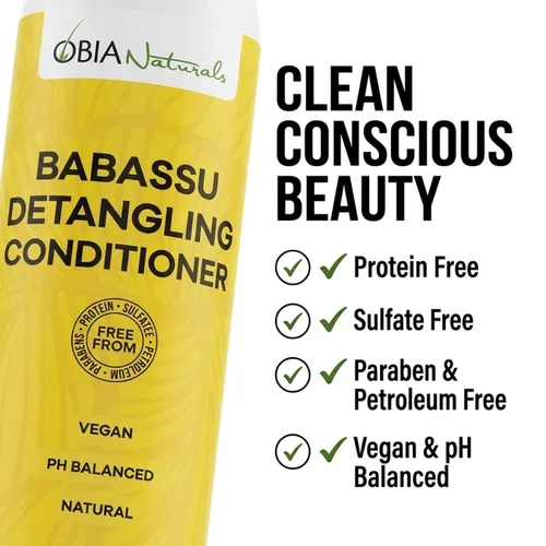 Vista 4 de OBIA Naturals Acondicionador desenredante Babassu, 8 onzas Vegan, coconut-free formula with avocado oil. Ideal for hydrating curly, coily and low