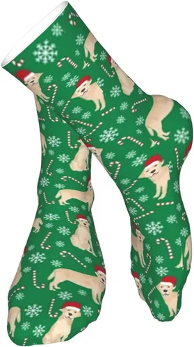 Vista 2 de chegna Amarillo labrador amarillo Lab Quilt amarillo Lab Dog Christmas Athletic Socks Sport Running Calf Socks Performance acolchado transpirable