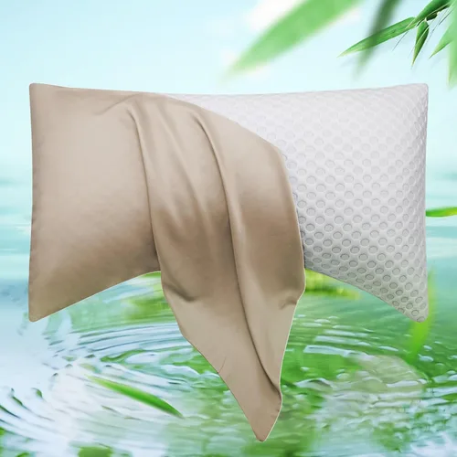 Vista 15 de Funda de almohada curvada para dormir de lado refrescante, tamaño Queen, 1 paquete de 20 x 30 pulgadas, color azul aguamarina Rayon Derived from