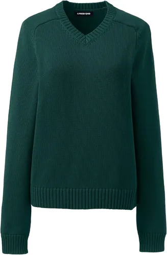 Vista 2 de Lands' End Uniforme escolar Suéter de algodón modal con cuello en V para mujer