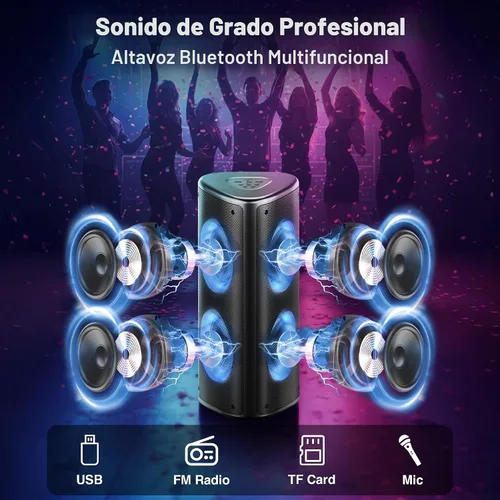 Vista 3 de Fisher Altavoces Bluetooth portátiles, altavoces estéreo, sistema inalámbrico Bluetooth, triángulo cuádruple de 6.5 pulgadas, doble potencia máxima