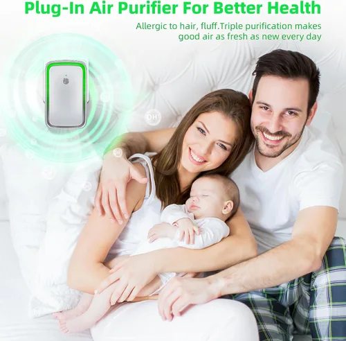 Vista 5 de Purificador de aire enchufable actualizado 2026 para el hogar, ionizador de aire iónico para polvo de humo con olor de mascotas, generador de iones