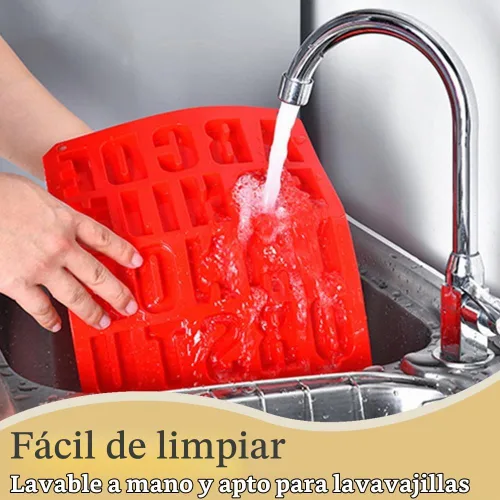 Vista 6 de 2 moldes de silicona para tartas de letras, sin BPA, molde antiadherente para chocolate, suave y fácil de liberar, decoración de moldes rojos