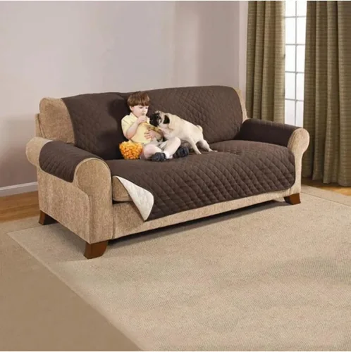 Vista 2 de Funda de sofá acolchada, lavable, extraíble, antidesgaste, protector de muebles para mascotas o niños (1, 2 plazas)