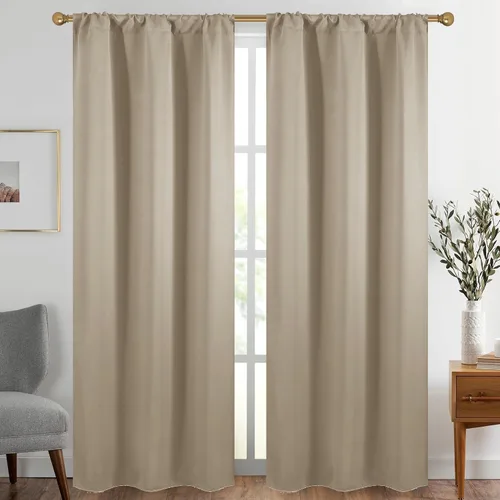Vista 59 de Diraysid Cortinas opacas beige para dormitorio y sala de estar, cortinas con aislamiento térmico para oscurecer la habitación, 42 x 63 pulgadas, 2