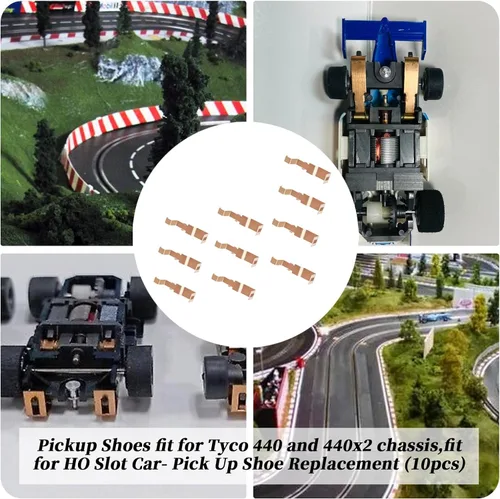 Vista 2 de Zapatos de recogida aptos para chasis Tyco 440 y 440x2, aptos para HO Slot Car - Reemplazo de zapatos de recogida (10 piezas)
