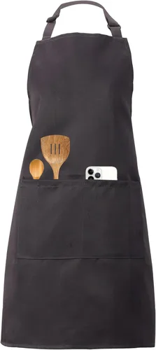 Vista 11 de Kitchen Bib Chef Apron for Women Men with Pockets Waterproof, Large Pockets, Adjustable Neck Strap, For Cooking, Painting, Pottery, Ceramics