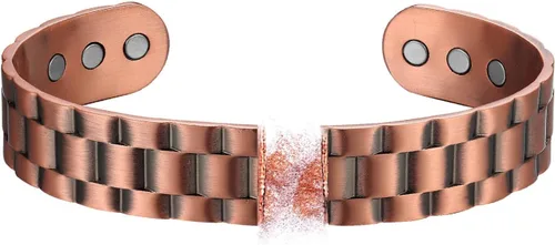 Vista 6 de Pulsera de cobre para hombre, pulsera magnética de cobre puro con 6 potentes imanes, regalo para padre, huaband o novio en aniversario, cumpleaños