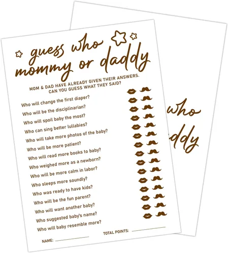 Vista 8 de 30 PCS Tarjetas de Predicciones y Consejos de Bebé Oso, Juego de Baby Shower para Niño Niña, Neutral de Género Fiesta de Revelación de Género