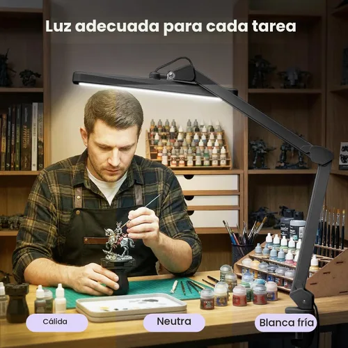 Vista 2 de Neatfi (Nuevo modelo) Lámpara de trabajo LED XL de 2,500 lúmenes con abrazadera, 5 modos de luz, temperatura de color correlacionada 3000-6000K