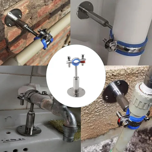 Vista 5 de Soporte de tubo de montaje en pared de acero inoxidable 304, abrazadera de tubo ajustable, soporte de correa de tubo de soporte fijo para tubos