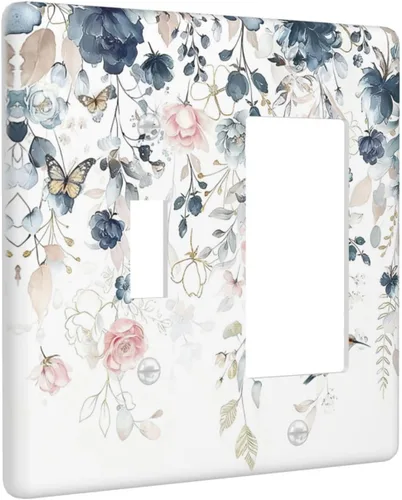 Vista 77 de Decorative Outlet Covers Blue Background White Cat Daisy Floral 2-Gang 1-Gang Wall Plate Single Toggle/Rocker Farmhouse Style Light Switch Covers