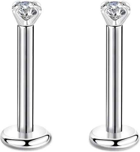 Vista 34 de CANDYFANCY Pendientes de 16 g, 2/3/4 mm, con circonia cúbica, triple hélice delantera, para cartílago de la oreja, Tragus, piercing de labio 16