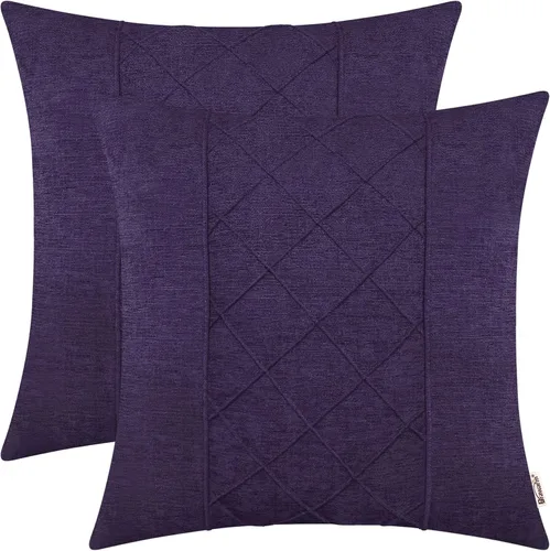 Vista 56 de BRAWARM Fundas de almohada 40x40 cm - Paquete de 2 fundas de almohada de chenilla negra, fundas de almohada de chenilla suave teñida sólida