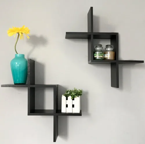 Vista 2 de Greenco Criss Cross Intersecting - Estantes flotantes para montar en pared.
