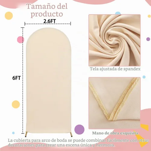 Vista 2 de FOTSHARER Cubierta para arco de boda, cubierta de arco de globo beige de 2.6 x 6 pies, cubiertas de fondo de arco de arco de elastano boho Chiara