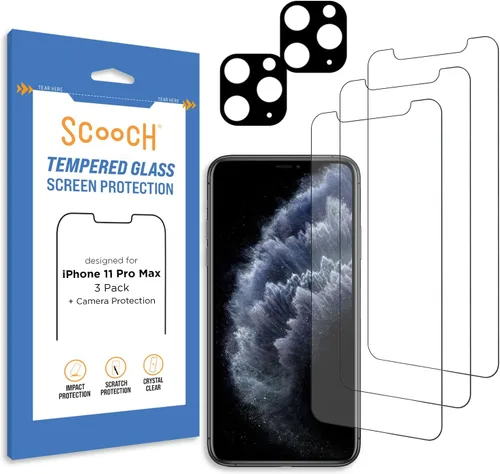 Vista 24 de Scooch Protector de pantalla 5 en 1 para iPhone 11 (paquete de 3) con protector de lente de cámara (paquete de 2) vidrio templado 9H de alta