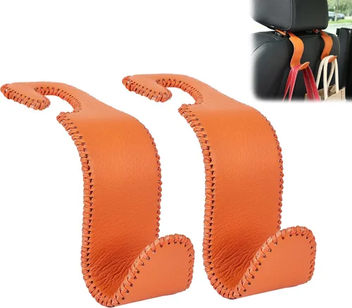Vista 18 de Amooca - Gancho para reposacabezas de asiento de coche, organizador de almacenamiento universal para bolso de mano, abrigo, cuero con metal