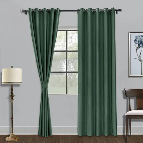Vista 30 de Fcosie Cortinas opacas de 84 pulgadas de largo con textura de lino, con aislamiento térmico, con ojales en la parte superior con forro opaco blanco