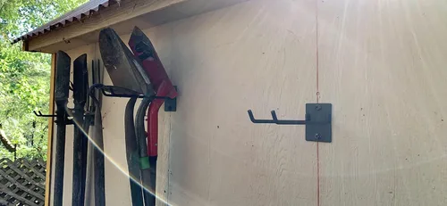 Vista 9 de Paquete de 4 ganchos de pared de garaje resistentes, colgador de herramientas de acero sólido para pala, rastrillo, escoba, patio y organización
