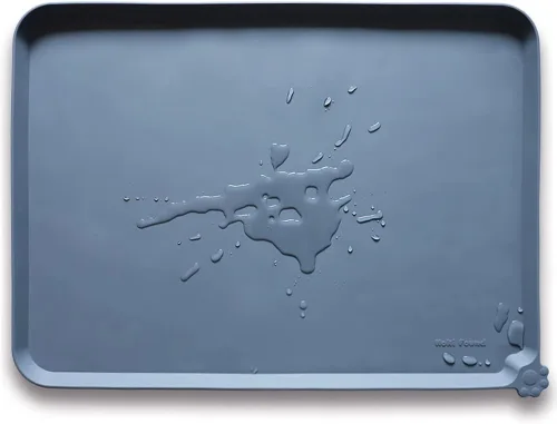 Vista 21 de Hoki Found - Bandeja de silicona para comederos de perros y gatos, tapetes impermeables para comida y agua, color caramelo
