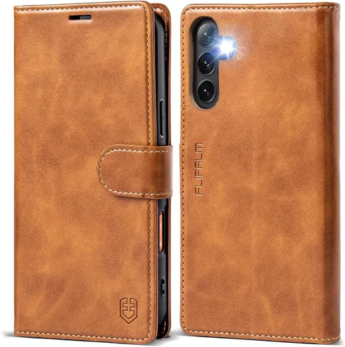 Vista 8 de FLIPALM Funda cartera para Samsung Galaxy S25 FE, soporte para tarjeta de crédito con bloqueo RFID, cubierta protectora a prueba de golpes de cuero