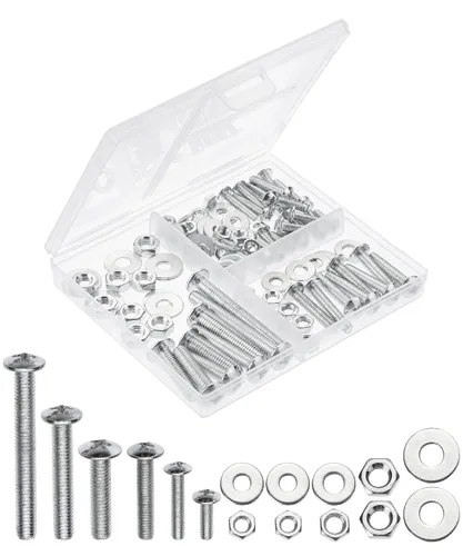 Vista 13 de Mr. Pen - Kit surtido de tuercas y tornillos, 113 piezas, hierro galvanizado M4 M5 M6 Kit de tuercas y pernos métricos surtidos con caja