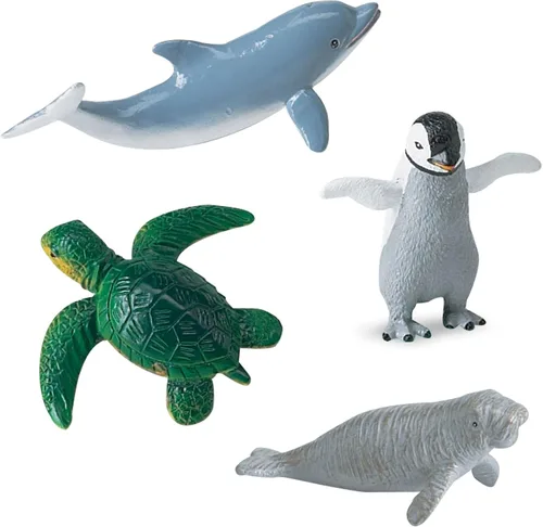Vista 5 de Safari Ltd. Baby Sea Life TOOB - Figurillas: sello de arpa, beluga, pingüino, delfín, orca, tiburón, manatí, tortuga, morsa, león marino, nutria