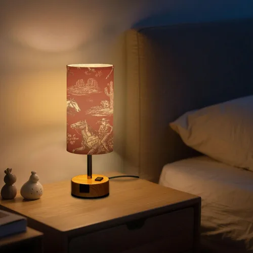 Vista 8 de Lámparas táctiles de noche retro occidentales regulables con puertos de carga para sala de estar, dormitorio, mesita de noche, escritorio
