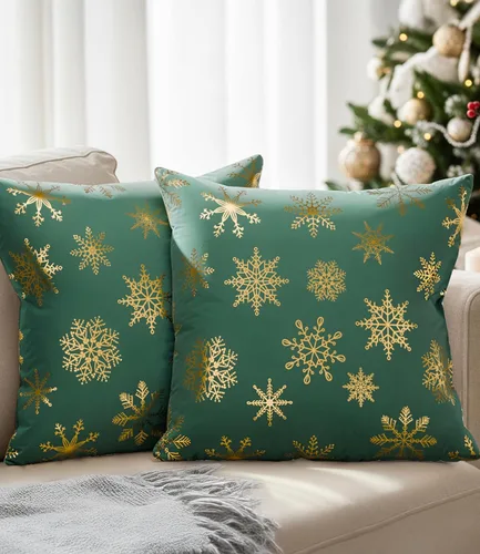 Vista 7 de Fundas de almohada de árbol de Navidad de 16 x 16 pulgadas - Juego de 2 fundas de almohada de Navidad - Fundas de almohada navideñas para sofá