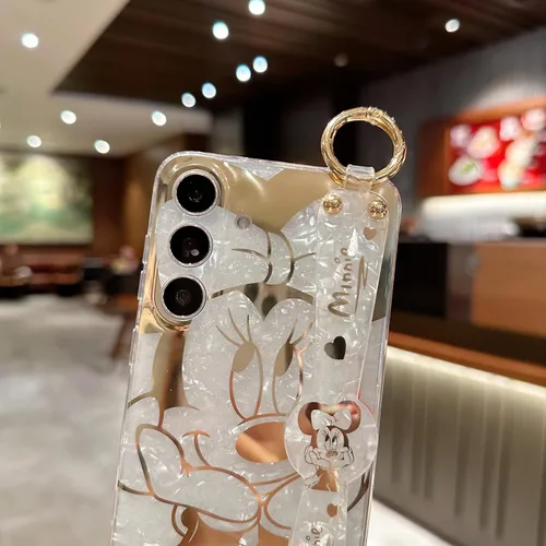 Vista 4 de para Galaxy A05s Funda con Correa para Muñeca y Soporte de Patada, Cubierta Ultra Delgada con Patrón de Animales IMD, Protección a Prueba de Golpes