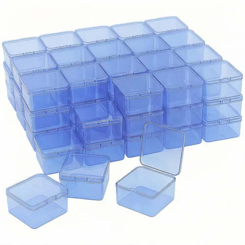 Vista 8 de LJY 100 cajas de plástico cuadradas transparentes, 1.77 x 1.77 x 0.8