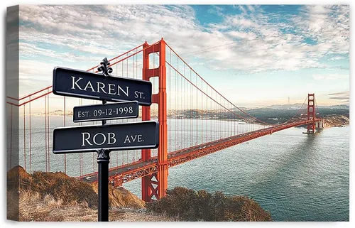 Vista 83 de IPIC - Personalized Framed Canvas with Custom Street Sign in Boston Personalized Street Signs with Names, Custom Canvas Print, Boston Sunset