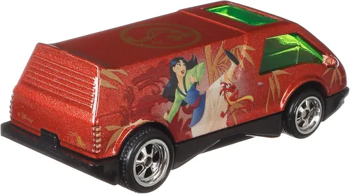 Vista 2 de Hot Wheels Auto de juguete Disney, Mulan '69 Volkswagen Squareback a escala 1:64, neumáticos reales y metal/metal para niños y coleccionistas