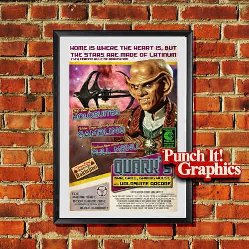 Vista 2 de Deep Space Nine Quark's Bar - Impresión artística original vintage de 11 x 17 pulgadas, regalo para fanáticos de los ovnis, divertido, humor, arte