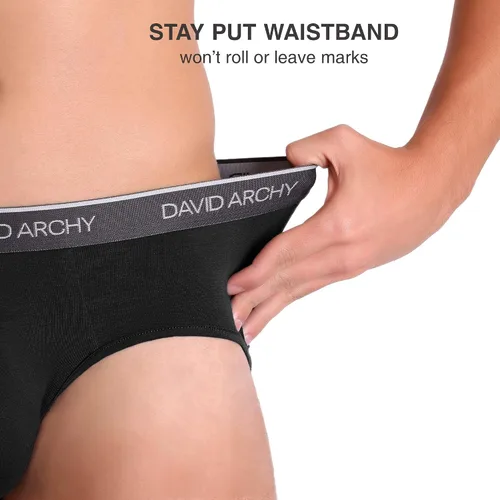 Vista 5 de DAVID ARCHY Ropa interior de bambú para hombre, súper suave, cómoda, ligera, paquete de calzoncillos