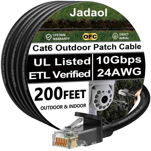 Vista 35 de Cable Ethernet Cat 6 de 1 pie (paquete de 6), para exteriores e interiores, compatible con red Cat7 de 10 Gbps, cable de conexión LAN plano