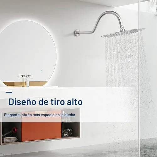 Vista 7 de NearMoon Brazo de extensión de ducha con brida, tubo extensor largo de cuello de cisne de arco alto en forma de S, perfecto para cabezal de ducha