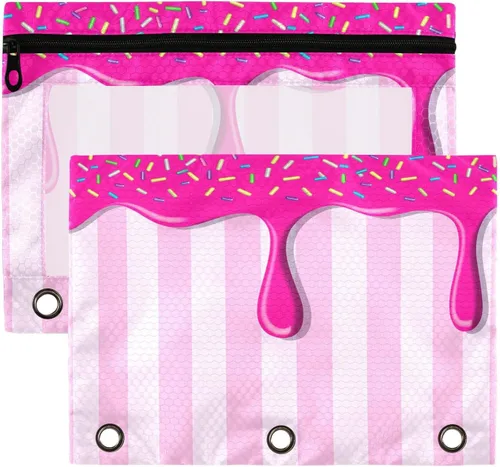 Vista 14 de Baseball Pencil Pouch for 3 Ring Binder，Zippered Pencil Case with Clear Window Organizers Bag 2 Packs