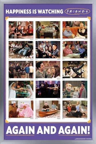 Vista 11 de Trends International Friends 30th - Póster de pared con texto en inglés "Watching Again", 14.72 x 22.37 pulgadas, versión enmarcada de madera