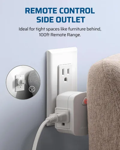 Vista 2 de Dewenwils - Outlet para control remoto, inalámbrico, controlador y receptor único, código de aprendizaje, amplio uso para electrodomésticos.