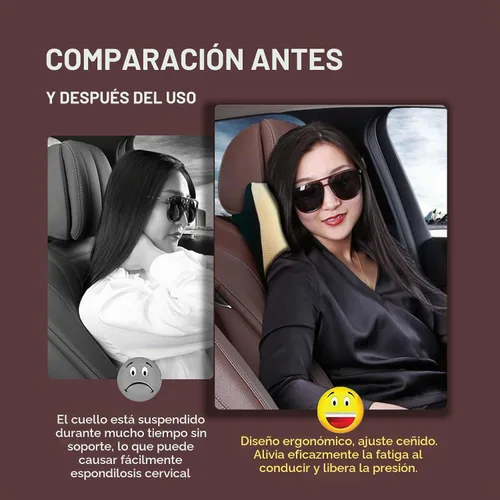 Vista 7 de Almohada súper cómoda para el reposacabezas del coche, almohada para el coche para aliviar el dolor de cuello con correa ajustable, 100% espuma Beige
